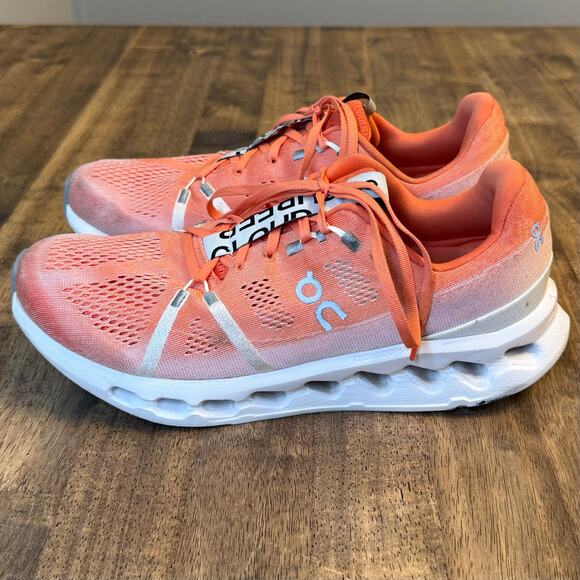 On Running Cloudsurfer Neutral Sneaker Shoe Cushion Flame Orange White Men 11.5 main image 9